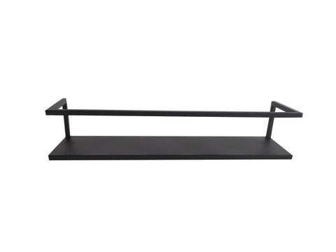 Black Metal Shelf With Rail, 50 x 13 x 10cm