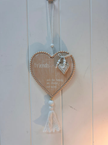 Friends Heart Shaped Hanging Plaque with Tassel