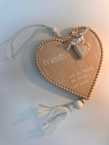 Friends Heart Shaped Hanging Plaque with Tassel