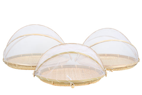 Bahar Set Of 3 Retractable Food Cover Natural
