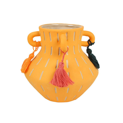 Bodee Amphora Stone Vase With Tassel 13 x 13 x 12 cm