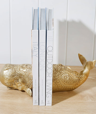 Gold Whale Bookends Decor 25 x 12 x 11.5cm
