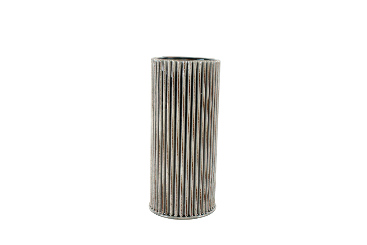 Alcie Ribbed Ceramic Vase 26 X 12 X 12 cm