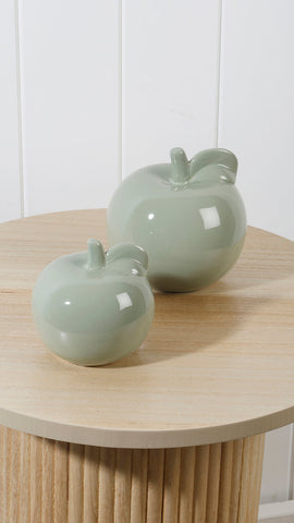 Ceramic Apple Ornament Sage 10 x 10 x 10cm