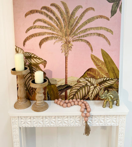 Bora Antique Palm Print Canvas 90 x 90 cm