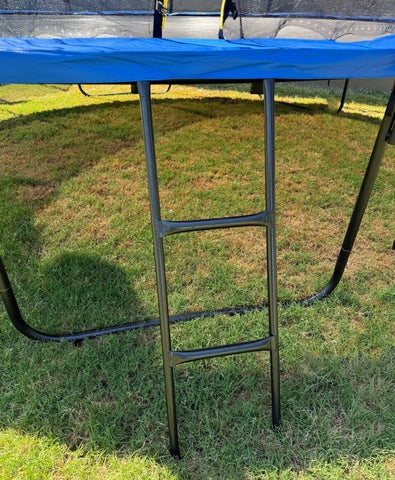 14ft 427cm Trampoline with Ladder, Shoe Bag, Baskeball Hoop, UV Resistant Mat, Galvanised Steel Springs and Frame, Blue - DELIVERY TO PERTH AND BRISBANE METRO ONLY ***DELIVERY FEE APPLIES***