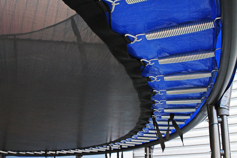 14ft 427cm Trampoline with Ladder, Shoe Bag, Baskeball Hoop, UV Resistant Mat, Galvanised Steel Springs and Frame, Blue - DELIVERY TO PERTH AND BRISBANE METRO ONLY ***DELIVERY FEE APPLIES***