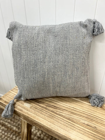 Corfu Cushion With Tassels Grey 45 x 45cm