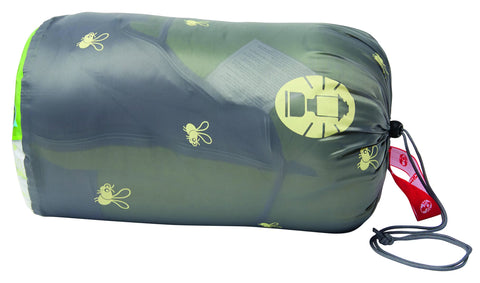 Coleman™ Green Fyrefly Kids Sleeping Bag, Comfort Cuff, ThermoTech® Insulation, Glow in the Dark, Interior pocket, Temp Rating: 7°C, Machine Washable, Max User Height 152cm, 167 x 66 cm