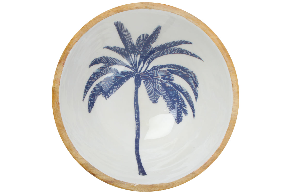 wooden bowl with palm design