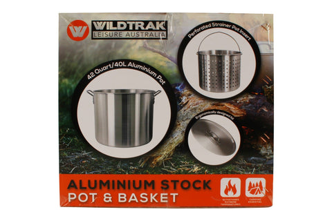 42 Quart Aluminium Stockpot And Basket With Strainer