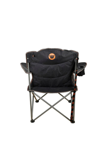 Wildtrak™ Varley Camp Chair with High-tensile Steel Frame, Cushioned Back Rest, Drink Holder, Weight Rated 136kg, Headrest Storage Pocket , Carry Bag with Shoulder Strap