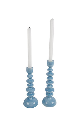 20cm Blue Enamel Tapered Candle Holder