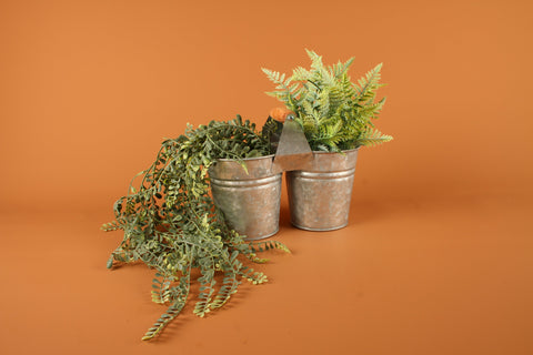 Loke Antiqued Silver 2 Planter With Handle 26 x 13cm