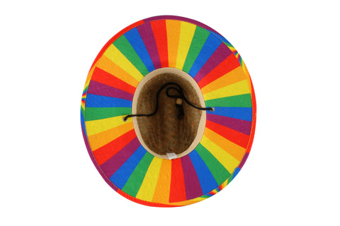 Good Vibes™ Straw Beach Hat with Chin Strap - Rainbow