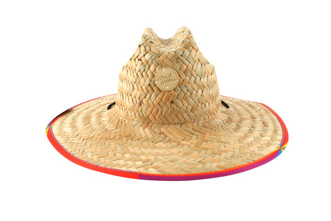 Good Vibes™ Straw Beach Hat with Chin Strap - Rainbow