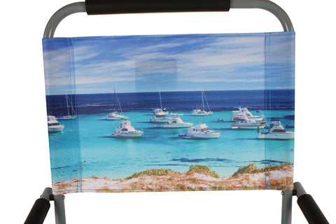 Good Vibes™ Foldable Beach Chair with Carry Strap, Lightweight & Portable, High Back, Powder Coated Frame - Rottnest Island