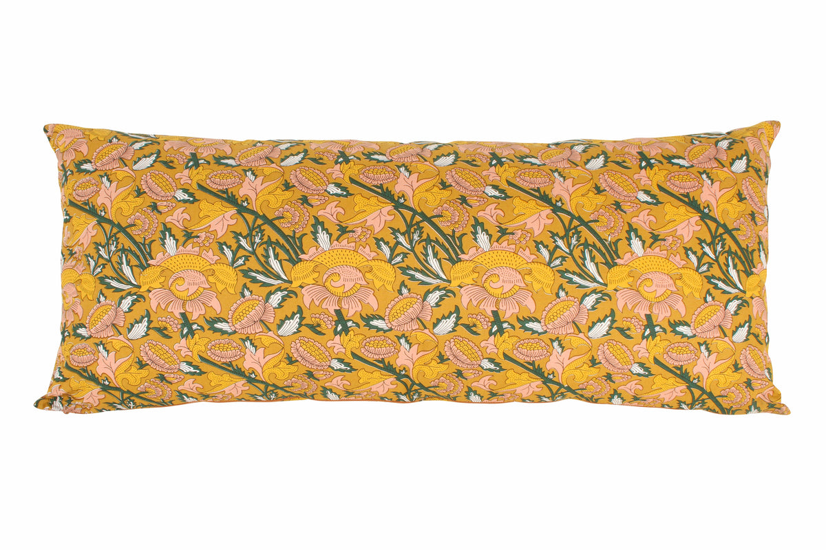 Mustard Floral Long Cushion 90X40cm