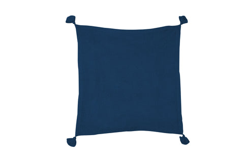 Hania Chunky Knit Throw With Tassels Navy
