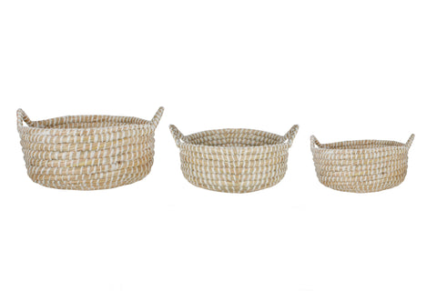 Elliot Set Of 3 Kans Grass Basket With Handle