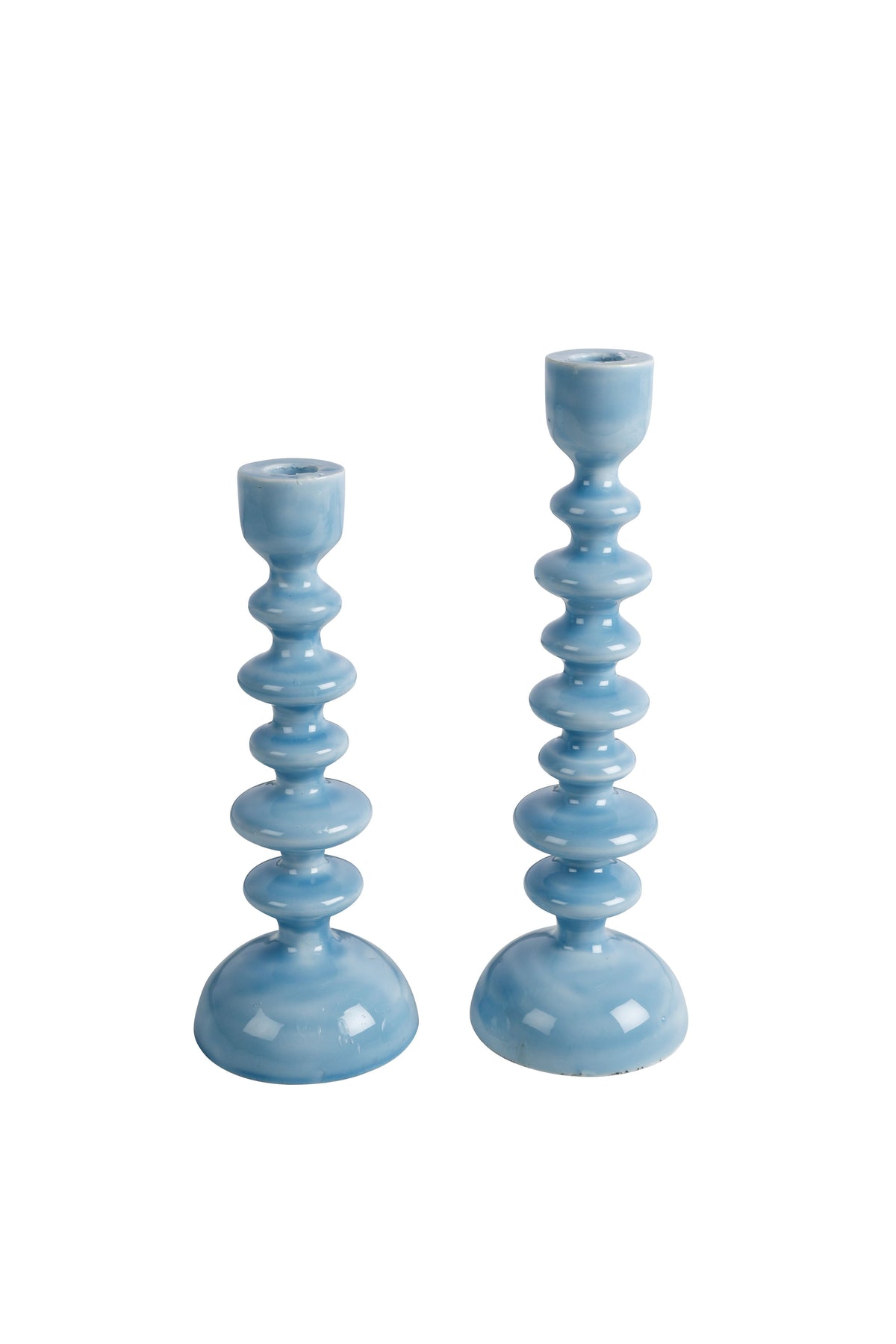 20cm Blue Enamel Tapered Candle Holder